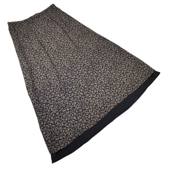 VTG 90s Talbots Dark Floral Midi Skirt Sz.6 Black Y2K Whimsigoth Boho Fairy - Picture 9 of 9